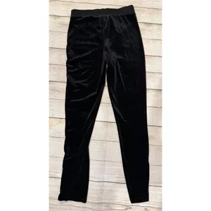 Zara Women’s Black Velvet High Waisted Pants With Ankle Zippers Large thumbnail 3