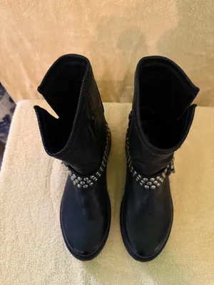 Steve Madden Boots Ankle Leather Black Moto thumbnail 4