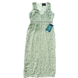 Mac Duggal Sage Green Full Bead Sequin Midi Dress Size 6 NEW #93606 Wedding Prom thumbnail 4