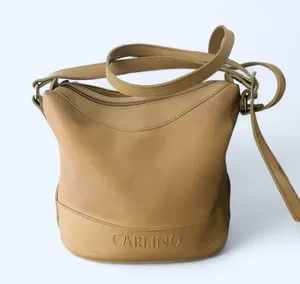 Vintage Carlino crossbody bucker hobo sling shoulder tote hand bag purse beige thumbnail 1