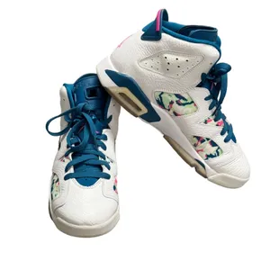 Jordan 6 Retro White Laser Fuchsia Green Abyss Kids 7Y/8.5W thumbnail 10