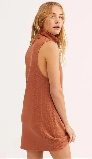 Free People Beach Sloanne Mini Dress Turtleneck Mini Waffle knit thumbnail 1