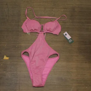 NWT Wild Fable Womens Cut Out One Piece Swimsuit 87763489 XS Pink Lurex thumbnail 2