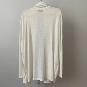 REVIR Rayon Blend Boho Relaxed Clean Coastal Dainty Ribbed Cardigan S/M White thumbnail 6
