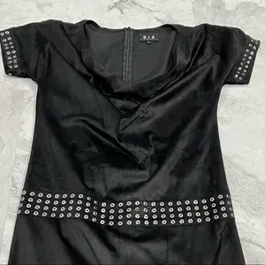213 by Michelle Kim Black Faux Suede Black Dress Size Small S Cowl‎ Neck thumbnail 4