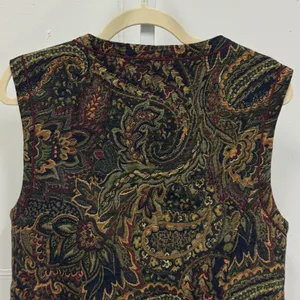 Vintage Spirits in the Pine Women's Tapestry Boho Paisley Button Vest‎ Large thumbnail 7