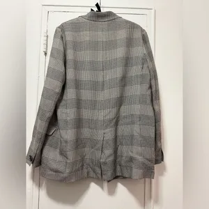 ALLSAINTS 8 Black & Cream Viscose Plaid Double Breast Oversized Blazer vintage thumbnail 4