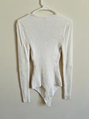 Abercrombie & Fitch Ribbed White Bodysuit thumbnail 6