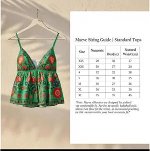 NWT Maeve Emerald Floral Swing Tank Boho Resort Cami XS Anthropologie thumbnail 4