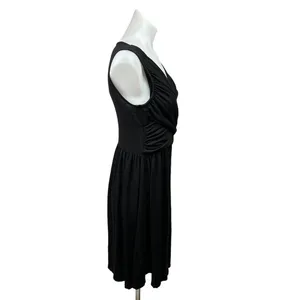 Anthropologie Girls From Savoy Black Faux Wrap Sleeveless Fit Flare Dress Sz XS thumbnail 4