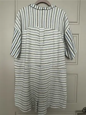Free People Boardwalk Romper Medium Blue Stripe Jumper Loungwear Casual Beachy thumbnail 2