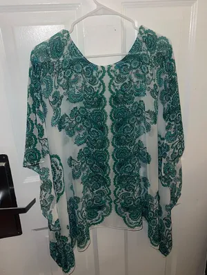 Sheer Women's Green Paisley Blouse thumbnail 1