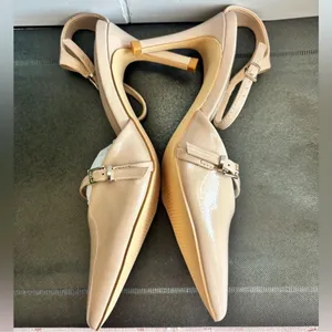 Creamy Patent Leather Slingback Heels thumbnail 2