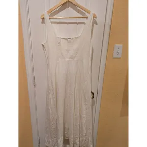 Gap Linen Blend Dress Womens Large White thumbnail 9