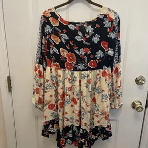Patrons Of Peace Long Sleeve Floral M‎ Dress Ruffle Hem Boho Beach Festival thumbnail 7