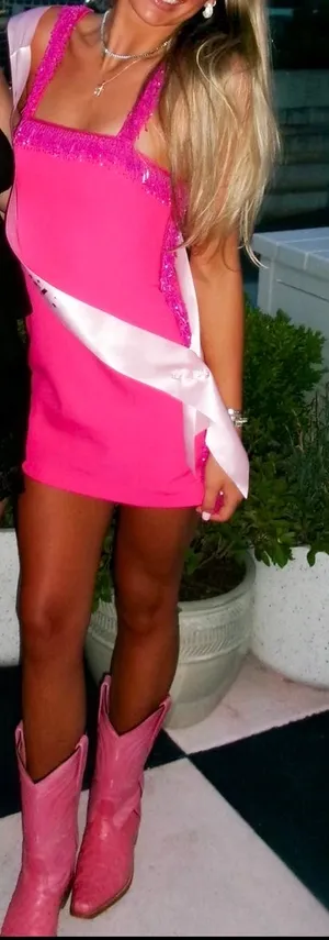 Nasty Gal Dress Mini Pink Embellished thumbnail 1
