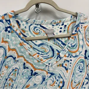 Chico's paisley v-neck tee t-shirt womens Size 3 (XL) blue short sleeve beach thumbnail 6