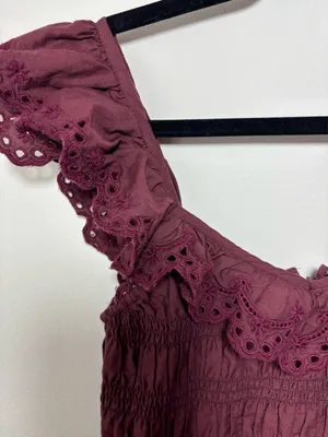 Madewell Lucie tiered burgundy dress size 2 (105) thumbnail 4