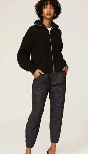RTR Zadig & Voltaire Cheri Zip Turtleneck Sweater Zippered Knit Black sz M thick thumbnail 1