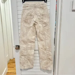 Zara High Rise Double Waist Beige Jeans Sz 0 Straight Leg Animal Print Splotchy thumbnail 7