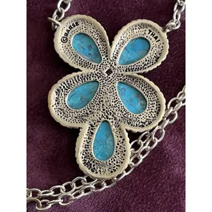 Barse Cactus Flower Turquoise Cluster Pendant Necklace and earrings thumbnail 5