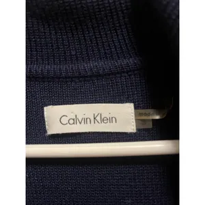 Calvin Klein Size Small‎ Blue Knit Sweater Dress Asymmetric Neck Zip Collar thumbnail 4