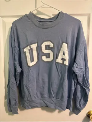 USA Light Blue Crewneck Sweatshirt - Unisex thumbnail 1
