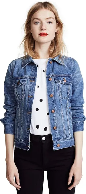 Madewell The Jean Jacket Classic Ladies Size Small Pinter Blue Medium Wash thumbnail 1