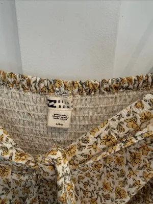Billabong Yellow and White Floral Cowl Mini Dress thumbnail 3