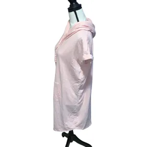 Xersion Light Pink Hooded T-Shirt Dress Short Sleeve Athletic Pocket Semi Fit thumbnail 3