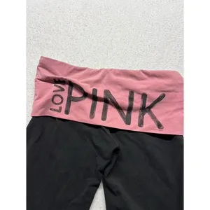 Y2K Victoria's Secret PINK Yoga Vintage Foldover Leggings Pants Flare S Black thumbnail 4
