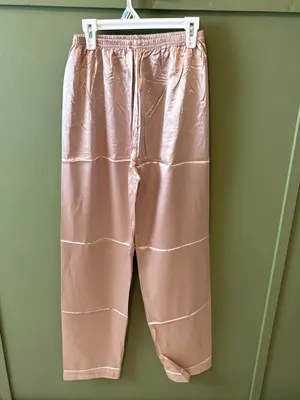 Blush Satin Button Front Pajama Set Pink Size XXL thumbnail 5
