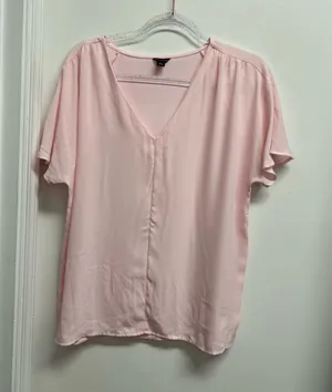 Ann Taylor Women's V-Neck Blouse - Light Pink thumbnail 1