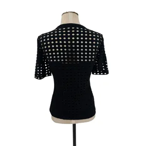 T by Alexander Wang Perforated Cutout Short Sleeve Crew Neck Top Black Size S thumbnail 6