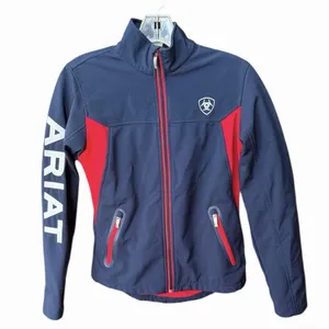 Ariat Team Women's Size XS Jacket Blue‎ & Red Softshell Full-Zip Ariat Spell Out thumbnail 2