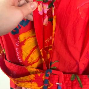 Farm Rio Tropical Fruit Printed Mini‎ Shirt Dress Small Multicolor Belted Resort thumbnail 3