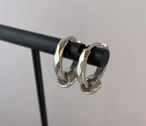 925 Silver Plated Small Hoop Earrings for Men Women,Silver Hoop Earrings,Punk Hip Hop Earrings thumbnail 7