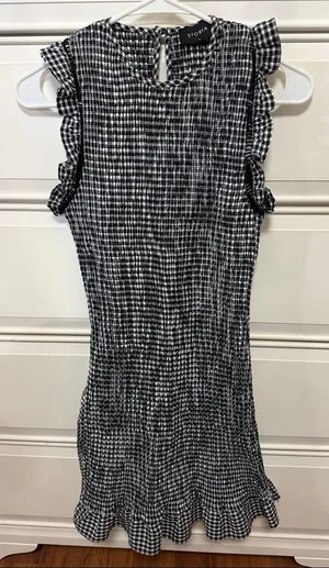 Storia Black and White Gingham Ruffle Mini Dress thumbnail 1