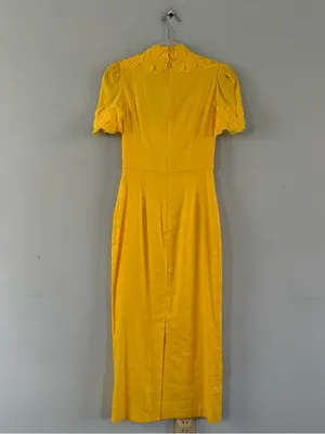 NWT Antonio Melani Willow Linen Floral Applique Sunshine Yellow‎ Midi Dress thumbnail 4