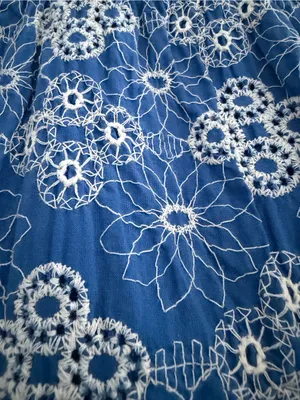 Solitaire Blue Embroidered Button Front Midi Dress M thumbnail 5