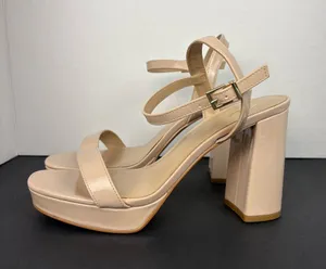 Mix No. 6 Nude Patent Block Heel Sandals with Ankle Strap thumbnail 1