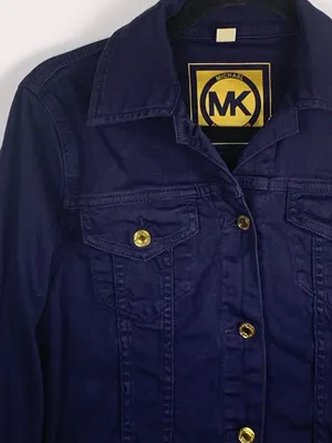 Michael Kors Denim Jacket Womens M Dark Blue Stretch Trucker Button Front thumbnail 4