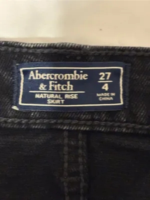 Abercrombie & Fitch Black Denim Midi Skirt Slit 27/4 thumbnail 3