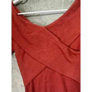 Free People Marley Off The Shoulder Ribbed Long Sleeve Top Rust Orange M New thumbnail 4