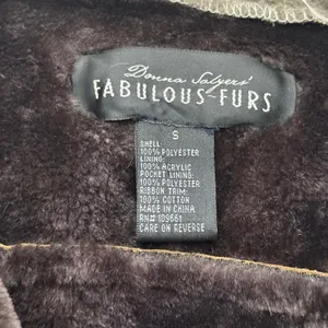 Donna Salyers Fabulous Furs Jacket S Brown Faux Suede Shearling Fur Y2K Boho thumbnail 3