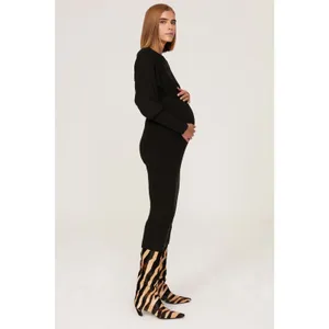 Ripe Sloane Black Knit Long Sleeve Crewneck Sweater Midi Dress Maternity Large thumbnail 3