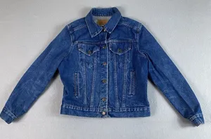Vintage Levis Strauss Denim Jacket Womens Size M Blue Denim Trucker Blazer * thumbnail 1