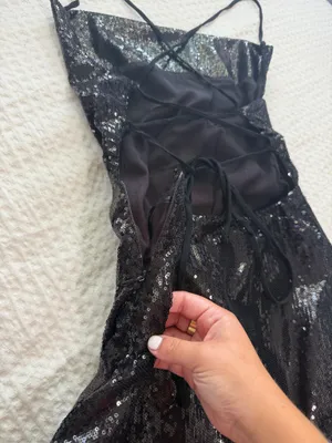ThatsSoFetch Black Sequin Open Back Mini Dress thumbnail 6