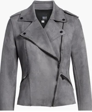 KUT from the Kloth Faux Suede Grey Moto Jacket thumbnail 5