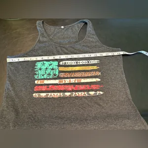 Women's Black Graphic Flag Tank Top size L Gray Size L thumbnail 8